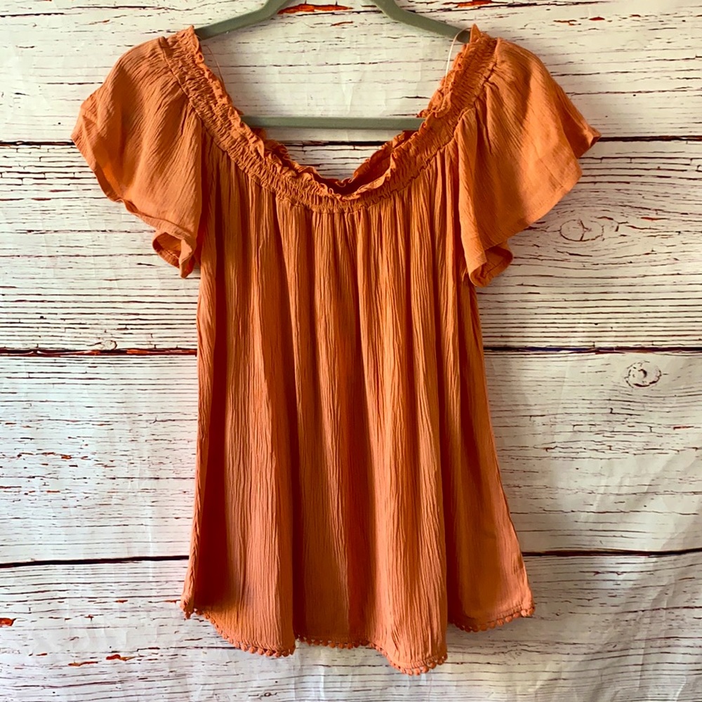 NWT Selfie Muted Pink Peasant Blouse XS